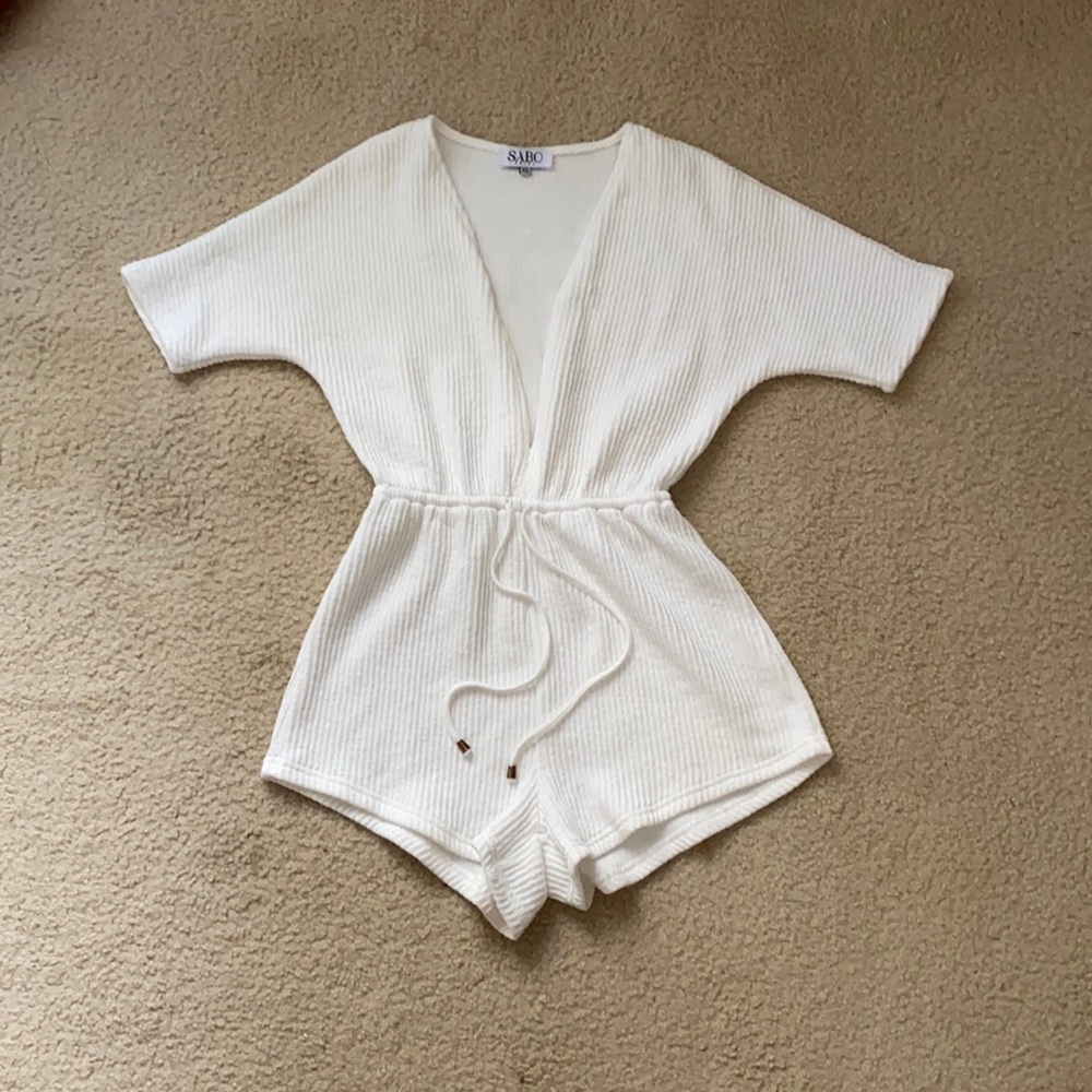 white ribbed romper
